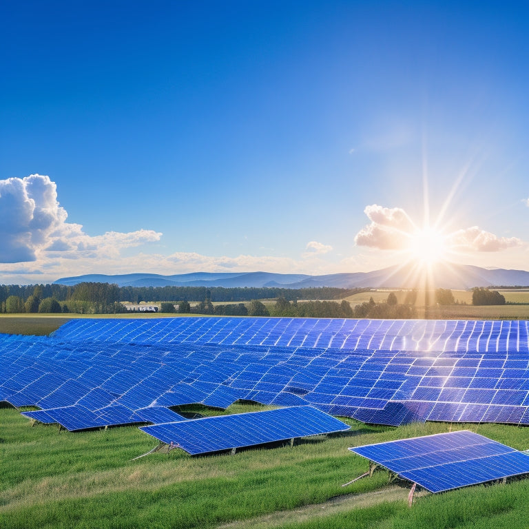 A sunlit landscape showcasing diverse solar panel installations on rooftops and open fields, with a backdrop of blue sky and fluffy clouds, highlighting a variety of solar providers' logos subtly integrated into the scene.