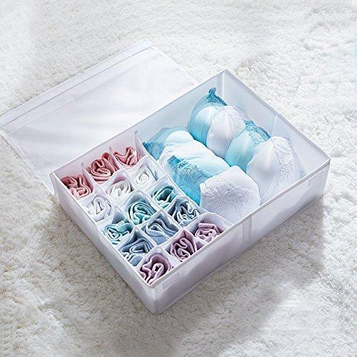 Top rated printemps foldable closet underwear organizer bras storage box clothes storage drawer basket bins containers with lids divider for apparel garments socks ties scarves white