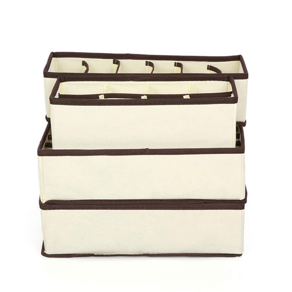 Selection aitmexcn closet underwear organizer foldable storage box drawer divider kit for socks panties bra ties clothing set of 4 beige