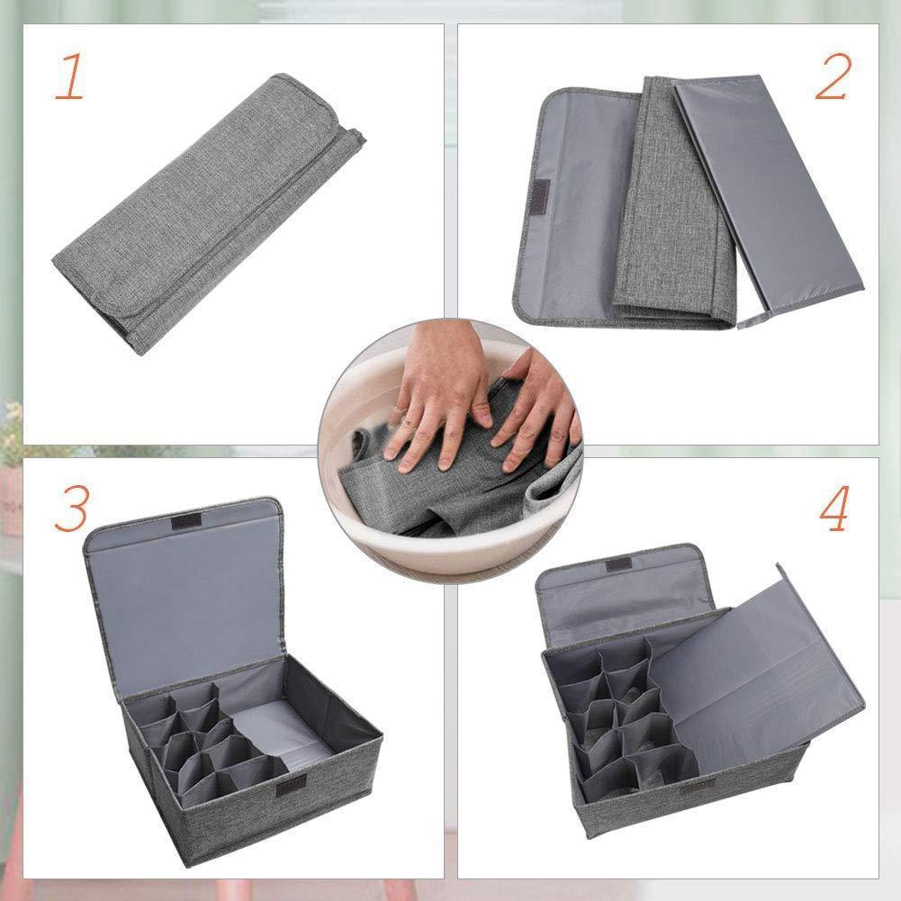 Great leefe drawer organizer with lids 2 pack foldable divider organizers closet underwear storage box for sortin socks bra scarves and lingerie in wardrobe or under bed breathable washable linen fabric
