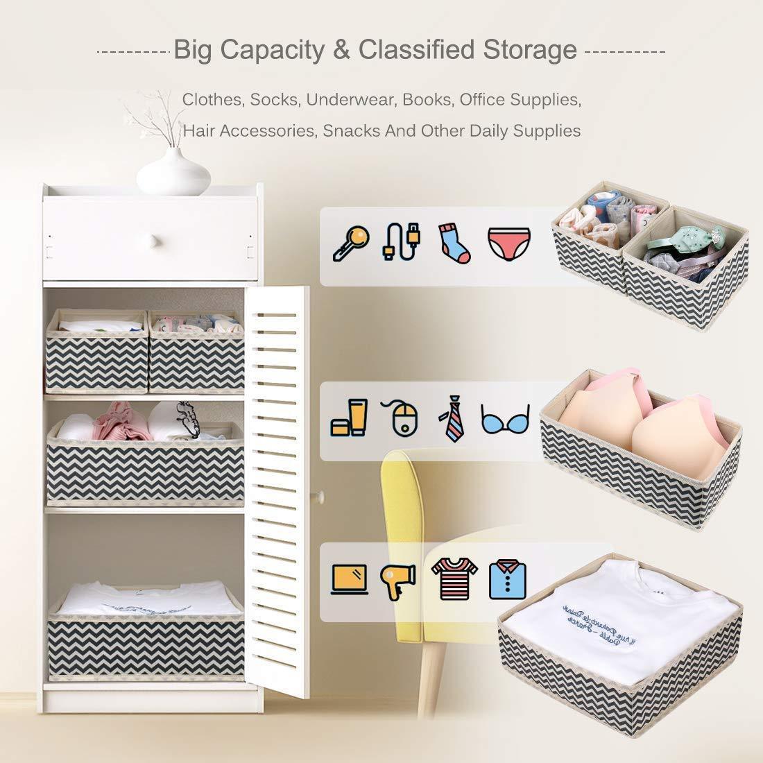 Budget dresser drawer organizer 8 pcs foldable storage box fabric closet storage cubes clothes storage bins drawer dividers storage baskets for bras socks underwear accessories home office bedroom