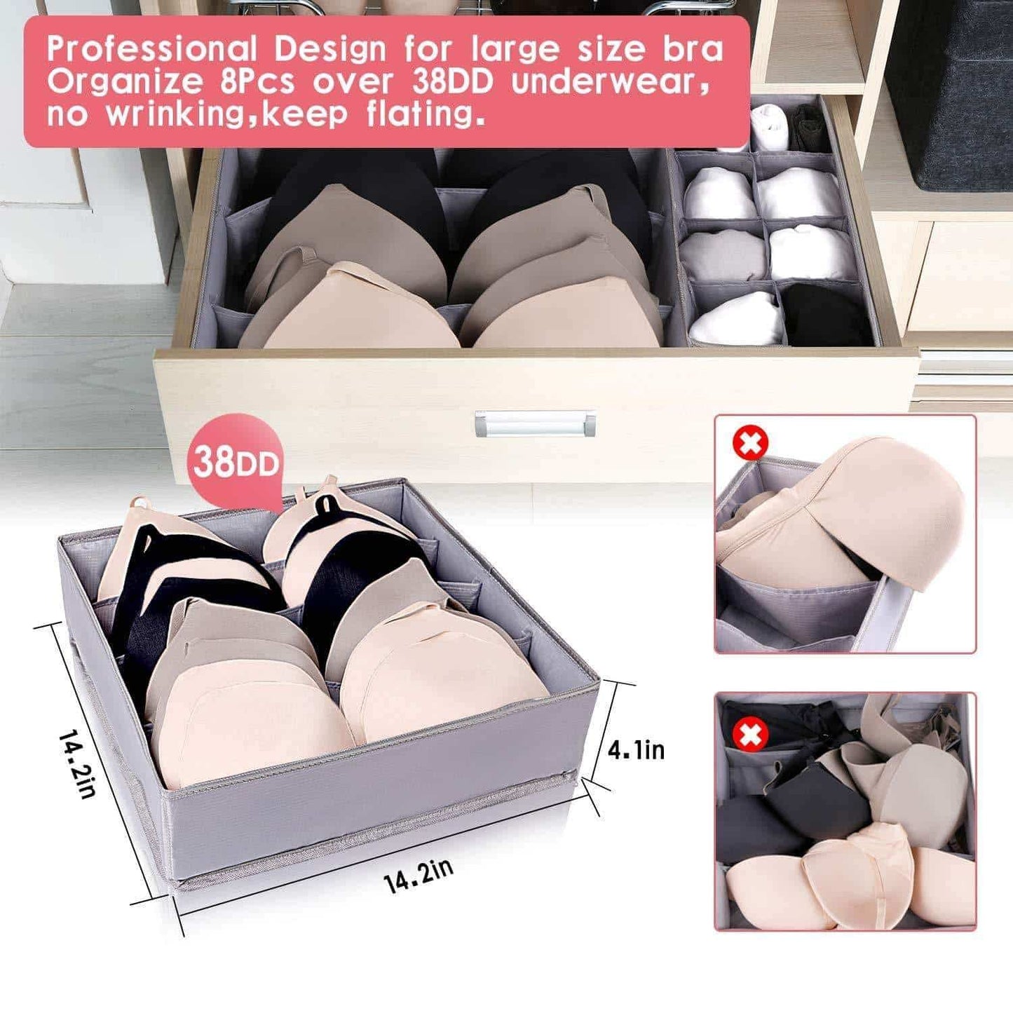 Shop for drawer organizer dresser drawer organizer divider washable large bra sock underwear tie cloth organizer foldable closet storage box drawer polyester fabric for baby cloth panties belts set of 4 gray