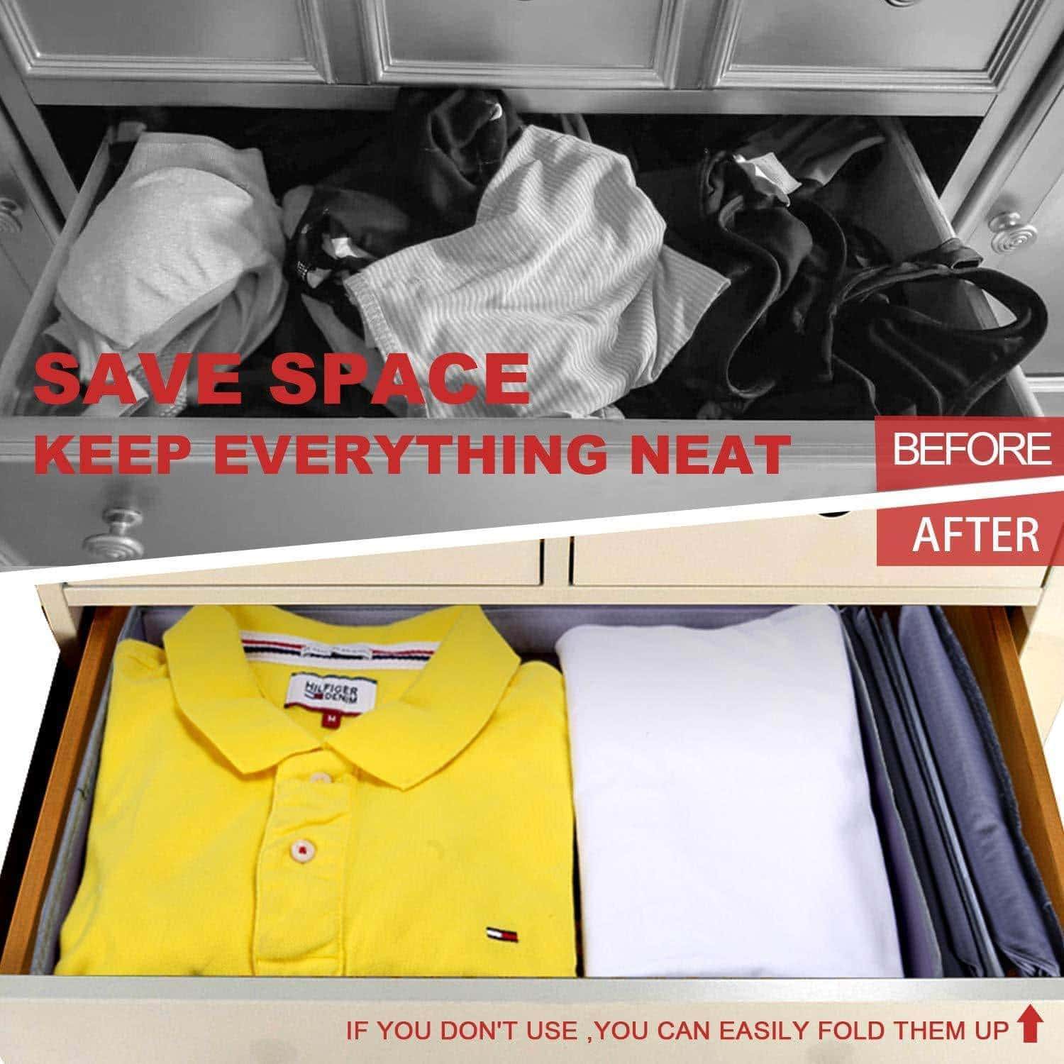 Heavy duty drawer organizer clothes dresser underwear organizer washable deep socks bra large boxes storage foldable removable dividers fabric basket bins closet t shirt jeans leggings nursery baby clothing gray