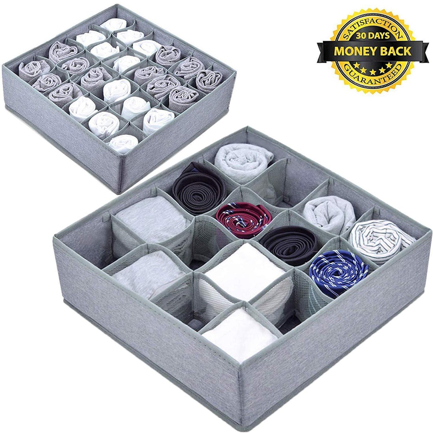 Best seller yomfun socks organizers underwear drawer organizer foldable cloth dresser organizer for socks ties underwear tank tops baby t shirt shorts belts small stuff set of 2 gray