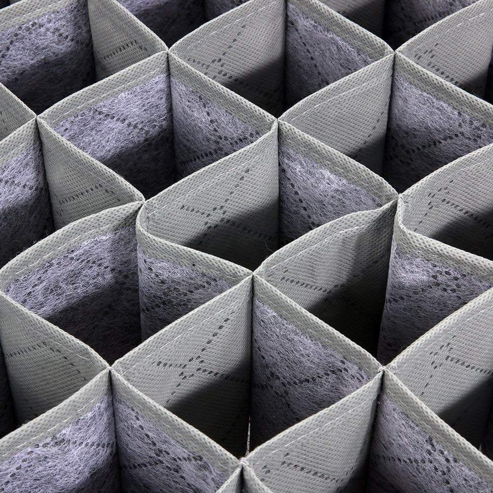 Heavy duty livingbox bamboo charcoal foldable drawer dividers socks organizer 30 cell storage box for storing baby clothes socks underwear handkerchiefs scarf glove ties