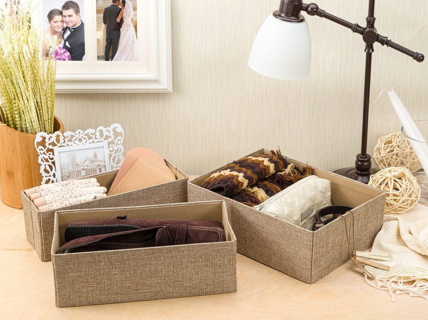 Shop here drawer storage bins set of 3 decorative closet organizer bins fabric drawer dividers easy to open and folds flat for storage great drawer organizer for storing underwear socksbeige