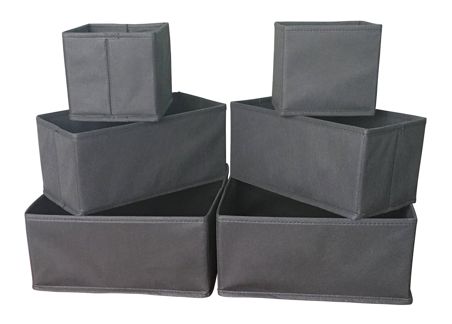 Heavy duty sodynee foldable cloth storage box closet dresser drawer organizer cube basket bins containers divider with drawers for underwear bras socks ties scarves 6 pack black