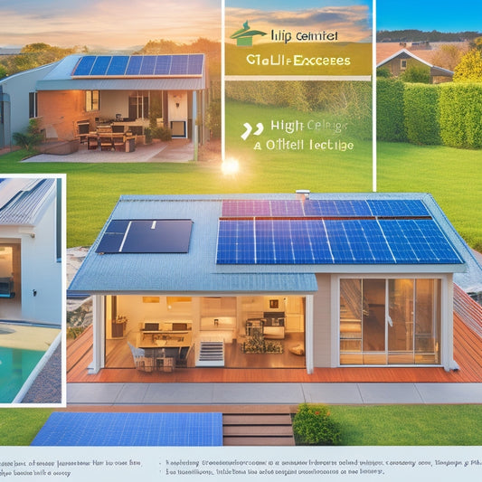 A split-screen illustration featuring a residential rooftop with installed solar panels on one side and a detailed, itemized list on a clipboard on the other, with various icons and symbols representing different expenses.