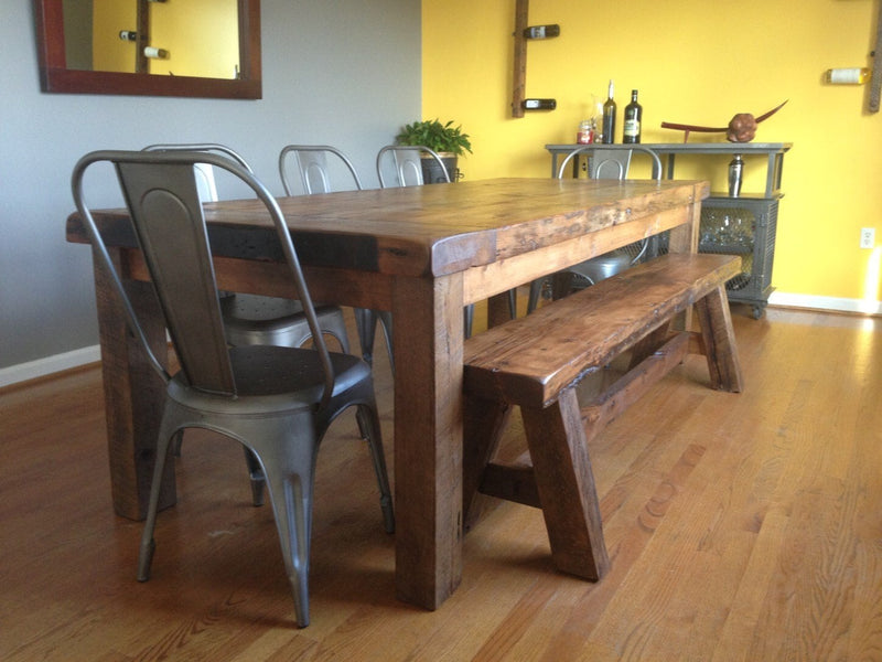 Interesting Farm Table With Metal Chairs