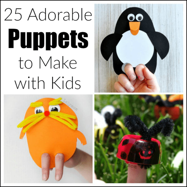 How much fun do kids have with puppets?! A LOT! That's why I'm sharing 25 adorable finger and hand puppets to make with kids today! DIY Puppets make a great project as a gift or an activity to do with kids
