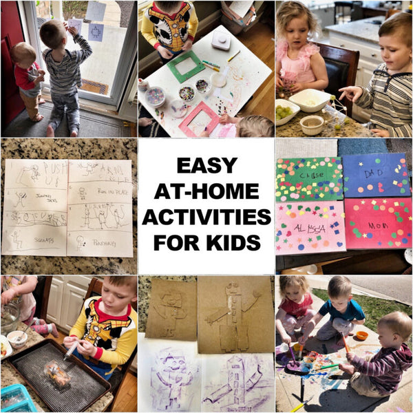 Here are 35+ At-Home Activities For Kids!  These simple ideas are great for when you’re stuck at home due to illness, weather, or a break from school