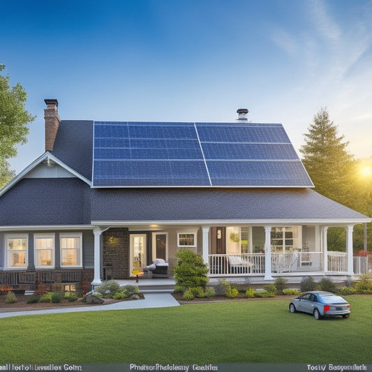 A detailed visual of a suburban home with solar panels on the roof, workers installing panels, electrical components, and a price tag symbol in the background, illustrating the cost and complexity of residential solar energy systems.