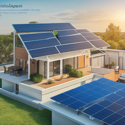 A split-screen illustration: a residential rooftop with installed solar panels on one side, and a complex diagram on the other, featuring gears, arrows, and icons representing efficiency, material quality, and installation complexity.