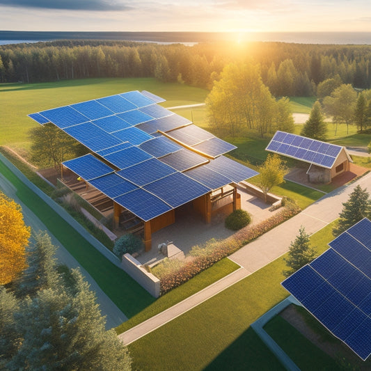 An illustration of a solar panel installation site with varying background environments (urban, rural, coastal), shading/obstruction elements (trees, buildings), and different roof types/sizes, highlighting installation complexity.