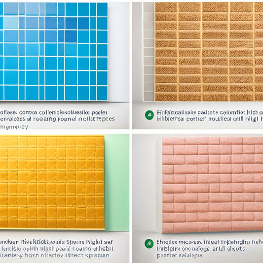 A split-screen comparison of various insulation panel types, showcasing fiberglass batts, spray foam, rigid foam, and reflective insulation, with each panel labeled by color and surrounded by a subtle grid pattern.