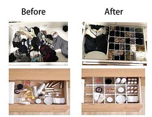 On amazon drawer organizers diy grid dividers storage spacer wood plastic multipurpose finishing shelves for wardrobe desk tea table dresser kitchen underwear socks tableware charging line white 5pack