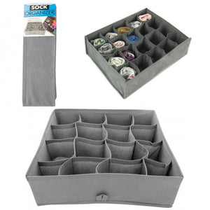 1 Sock Organizer 16 Section Drawer Underwear Closet Home Storage Box Case Folds