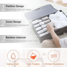 Load image into Gallery viewer, Get leefe drawer organizer with lids 2 pack foldable divider organizers closet underwear storage box for sortin socks bra scarves and lingerie in wardrobe or under bed breathable washable linen fabric