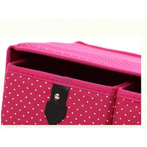 Latest diffstyle cute bowknot dot printing non woven thickening three layer five drawer foldable collapsible classified storage box container organizer for underwear socks and any accessories pink