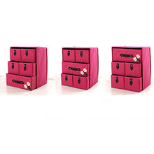 Load image into Gallery viewer, New diffstyle cute bowknot dot printing non woven thickening three layer five drawer foldable collapsible classified storage box container organizer for underwear socks and any accessories pink