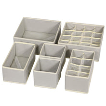 Load image into Gallery viewer, Shop here tenabort 6 pack foldable drawer organizer dividers cloth storage box closet dresser organizer cube fabric containers basket bins for underwear bras socks panties lingeries nursery baby clothes gray