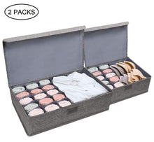 Load image into Gallery viewer, Discover the best leefe drawer organizer with lids 2 pack foldable divider organizers closet underwear storage box for sortin socks bra scarves and lingerie in wardrobe or under bed breathable washable linen fabric