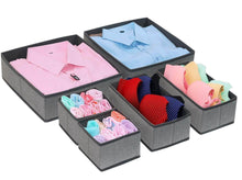 Load image into Gallery viewer, Discover the onlyeasy foldable cloth storage box closet dresser drawer organizer cube basket bins containers divider with drawers for scarves underwear bras socks ties 6 pack linen like grey mxdcb6p