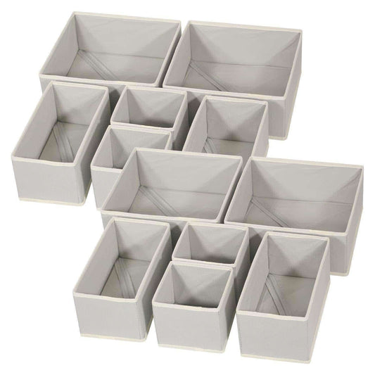 Great diommell foldable cloth storage box closet dresser drawer organizer fabric baskets bins containers divider with drawers for baby clothes underwear bras socks lingerie clothing set of 12 grey 444