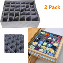 Load image into Gallery viewer, Explore livingbox bamboo charcoal foldable drawer dividers socks organizer 30 cell storage box for storing baby clothes socks underwear handkerchiefs scarf glove ties