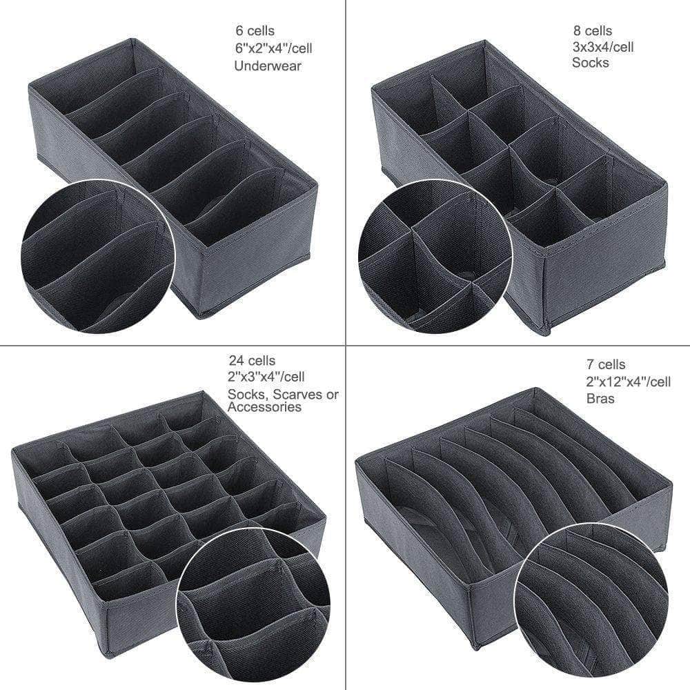 Related titan mall closet underwear organizer drawer foldable storage box drawer dividers dresser drawer organizers for underwear bras grey set of 4 dark grey