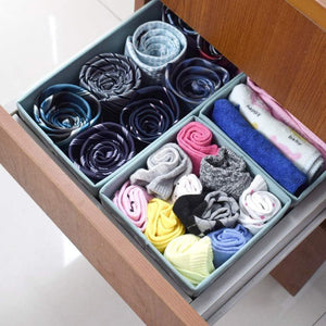 Best homyfort set of 6 foldable dresser drawer dividers cloth storage boxes closet organizers for underwear bras socks ties scarves blue lantern printing