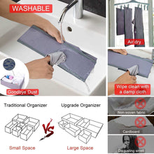 Load image into Gallery viewer, New drawer organizer clothes dresser underwear organizer washable deep socks bra large boxes storage foldable removable dividers fabric basket bins closet t shirt jeans leggings nursery baby clothing gray
