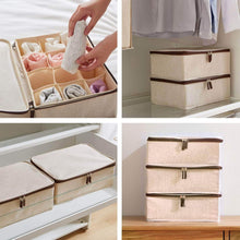 Load image into Gallery viewer, Get underwear and socks organizer with lid for women set of 3 foldable drawer storage boxes for sorting storage socks bra underwear beige