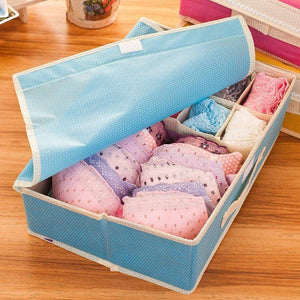 Top rated kaimao foldable storage boxes drawer dividers closet organisers under bed organiser for underwear bra socks tie scarves with lid blue