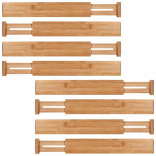 Load image into Gallery viewer, Shop here moma bamboo drawer dividers set of 8 bamboo natural wood kitchen drawer organizer anti scratch desk organizer dresser silverware utensil drawer organizer underwear drawer organizer