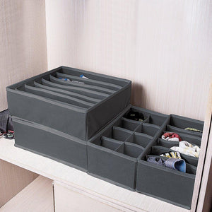 Organize with titan mall closet underwear organizer drawer foldable storage box drawer dividers dresser drawer organizers for underwear bras grey set of 4 dark grey