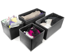 Load image into Gallery viewer, Top rated sorbus foldable storage drawer closet dresser organizer bins for underwear bras socks ties scarves accessories and more 6 piece set black
