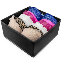 Load image into Gallery viewer, Top sorbus foldable storage drawer closet dresser organizer bins for underwear bras socks ties scarves accessories and more 6 piece set black