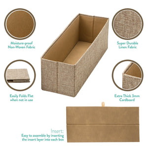 Shop drawer storage bins set of 3 decorative closet organizer bins fabric drawer dividers easy to open and folds flat for storage great drawer organizer for storing underwear socksbeige