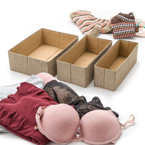 Save on drawer storage bins set of 3 decorative closet organizer bins fabric drawer dividers easy to open and folds flat for storage great drawer organizer for storing underwear socksbeige